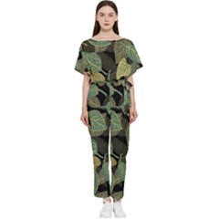 Autumn Fallen Leaves Dried Leaves Batwing Lightweight Chiffon Jumpsuit by Grandong