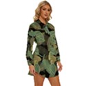 Autumn Fallen Leaves Dried Leaves Womens Long Sleeve Shirt Dress View3