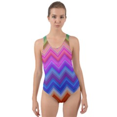 Pattern Chevron Zigzag Background Cut-out Back One Piece Swimsuit by Grandong