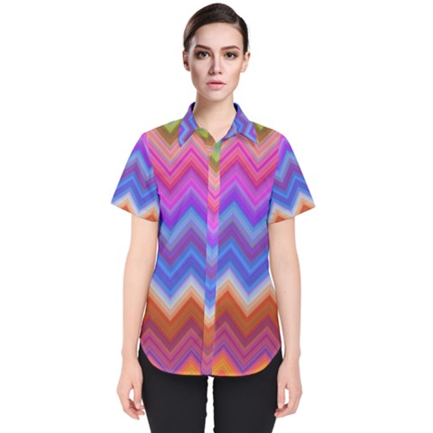 Pattern Chevron Zigzag Background Women s Short Sleeve Shirt by Grandong