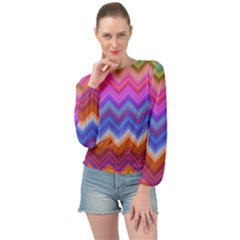 Pattern Chevron Zigzag Background Banded Bottom Chiffon Top by Grandong