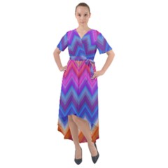 Pattern Chevron Zigzag Background Front Wrap High Low Dress by Grandong