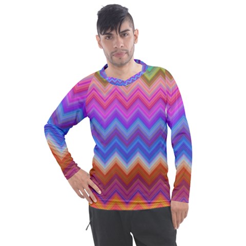 Pattern Chevron Zigzag Background Men s Pique Long Sleeve Tee by Grandong