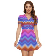 Pattern Chevron Zigzag Background V-neck High Waist Chiffon Mini Dress by Grandong