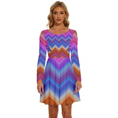 Pattern Chevron Zigzag Background Long Sleeve Wide Neck Velvet Dress by Grandong