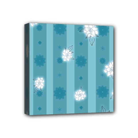 Gardenia Flowers White Blue Mini Canvas 4  X 4  (stretched) by Grandong