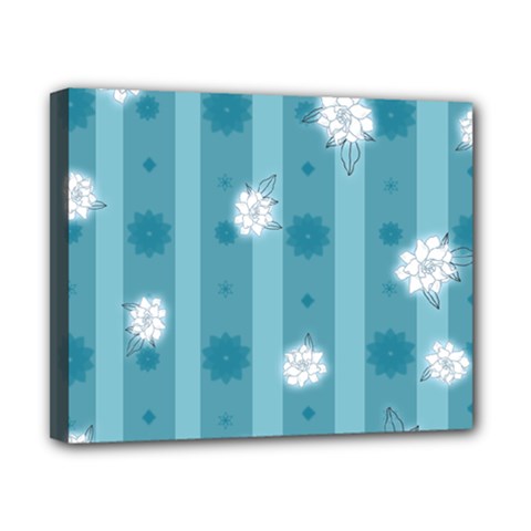 Gardenia Flowers White Blue Canvas 10  X 8  (stretched) by Grandong