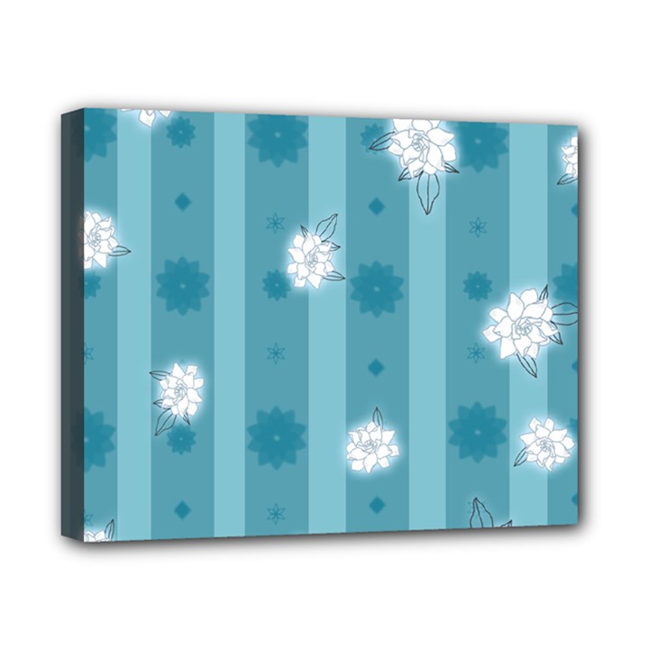 Gardenia Flowers White Blue Canvas 10  x 8  (Stretched)