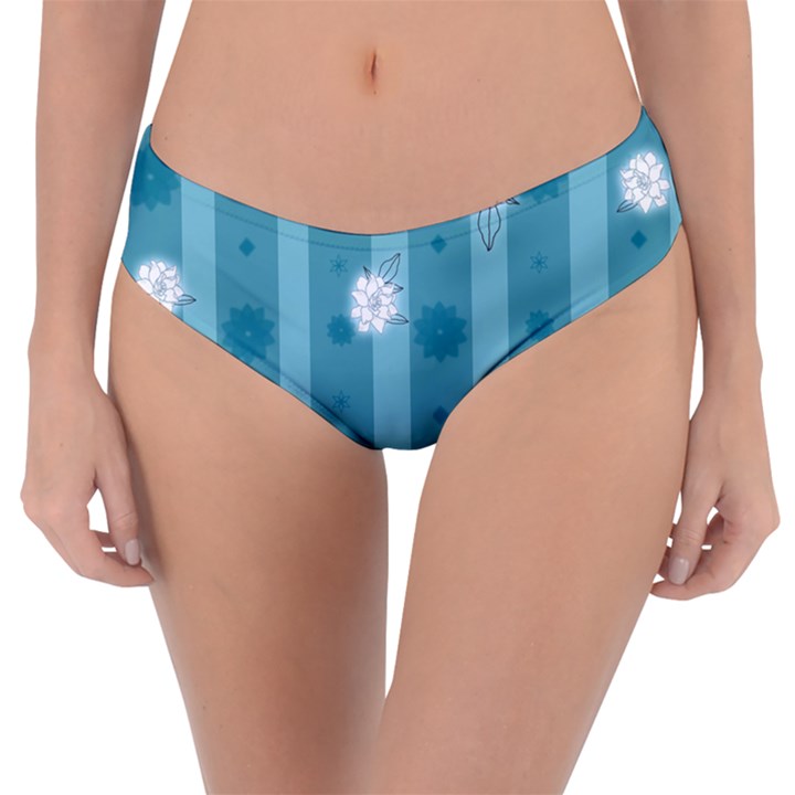 Gardenia Flowers White Blue Reversible Classic Bikini Bottoms