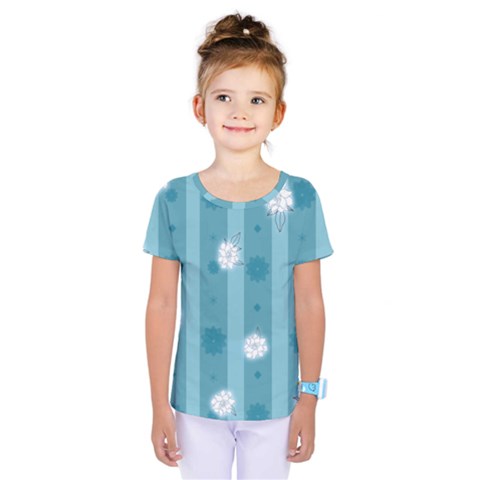 Gardenia Flowers White Blue Kids  One Piece Tee by Grandong