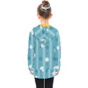 Gardenia Flowers White Blue Kids  Double Breasted Button Coat View2