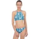 Gardenia Flowers White Blue Halter Bikini Set View1