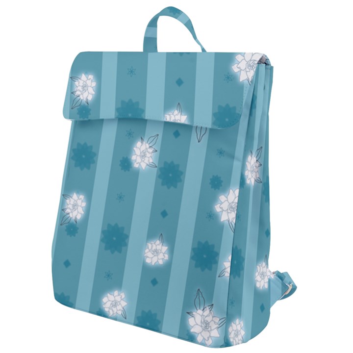 Gardenia Flowers White Blue Flap Top Backpack