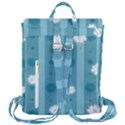 Gardenia Flowers White Blue Flap Top Backpack View3