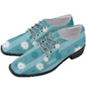 Gardenia Flowers White Blue Women Heeled Oxford Shoes View2