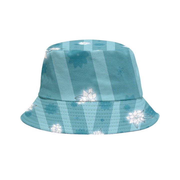 Gardenia Flowers White Blue Inside Out Bucket Hat