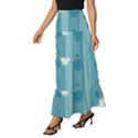 Gardenia Flowers White Blue Tiered Ruffle Maxi Skirt View2