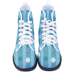 Gardenia Flowers White Blue Kid s High-top Canvas Sneakers by Grandong