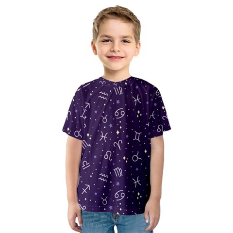 Vector Seamless Dark Zodiac Sign Star Symbol Pattern Kids  Sport Mesh Tee by Grandong