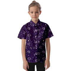 Vector Seamless Dark Zodiac Sign Star Symbol Pattern Kids  Short Sleeve Shirt by Grandong