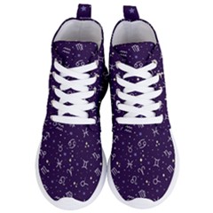 Vector Seamless Dark Zodiac Sign Star Symbol Pattern Women s Lightweight High Top Sneakers by Grandong