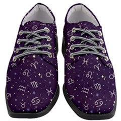 Vector Seamless Dark Zodiac Sign Star Symbol Pattern Women Heeled Oxford Shoes by Grandong