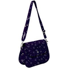 Vector Seamless Dark Zodiac Sign Star Symbol Pattern Saddle Handbag by Grandong