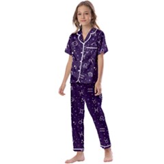 Vector Seamless Dark Zodiac Sign Star Symbol Pattern Kids  Satin Short Sleeve Pajamas Set by Grandong