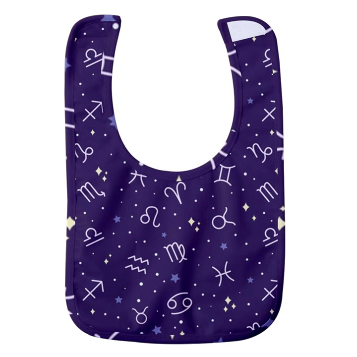 Vector Seamless Dark Zodiac Sign Star Symbol Pattern Baby Bib