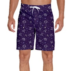 Vector Seamless Dark Zodiac Sign Star Symbol Pattern Men s Beach Shorts