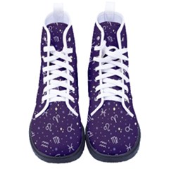 Vector Seamless Dark Zodiac Sign Star Symbol Pattern Kid s High-top Canvas Sneakers by Grandong