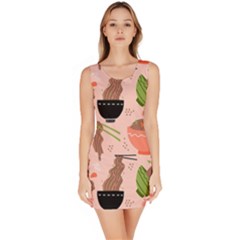 Japanese Street Food Soba Noodle In Bowl Pattern Bodycon Dress by Grandong