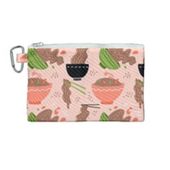 Japanese Street Food Soba Noodle In Bowl Pattern Canvas Cosmetic Bag (medium) by Grandong