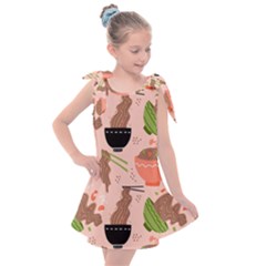 Japanese Street Food Soba Noodle In Bowl Pattern Kids  Tie Up Tunic Dress by Grandong