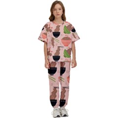 Japanese Street Food Soba Noodle In Bowl Pattern Kids  Tee And Pants Sports Set by Grandong