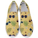 Seamless Pattern Of Sunglasses Tropical Leaves And Flower Men s Slip On Sneakers View1