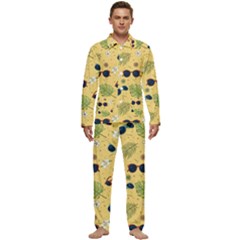 Seamless Pattern Of Sunglasses Tropical Leaves And Flower Men s Long Sleeve Velvet Pocket Pajamas Set by Grandong