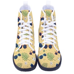 Seamless Pattern Of Sunglasses Tropical Leaves And Flower Men s High-top Canvas Sneakers