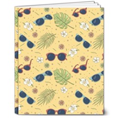 Seamless Pattern Of Sunglasses Tropical Leaves And Flower 8  X 10  Softcover Notebook by Grandong