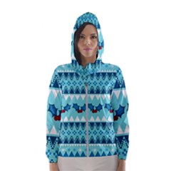 Blue Christmas Vintage Ethnic Seamless Pattern Women s Hooded Windbreaker by Grandong