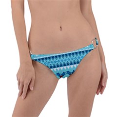 Blue Christmas Vintage Ethnic Seamless Pattern Ring Detail Bikini Bottoms by Grandong