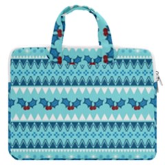 Blue Christmas Vintage Ethnic Seamless Pattern Macbook Pro 16  Double Pocket Laptop Bag  by Grandong