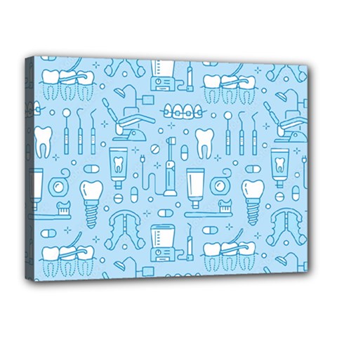 Dentist Blue Seamless Pattern Canvas 16  X 12  (stretched) by Grandong