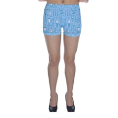 Dentist Blue Seamless Pattern Skinny Shorts by Grandong