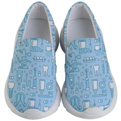 Dentist Blue Seamless Pattern Kids Lightweight Slip Ons by Grandong