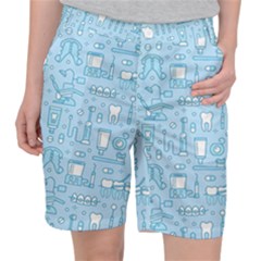 Dentist Blue Seamless Pattern Women s Pocket Shorts by Grandong