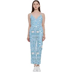 Dentist Blue Seamless Pattern V-neck Camisole Jumpsuit by Grandong