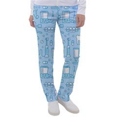 Dentist Blue Seamless Pattern Women s Casual Pants by Grandong