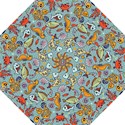 Cartoon Underwater Seamless Pattern With Crab Fish Seahorse Coral Marine Elements Hook Handle Umbrellas (Medium) View2