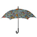 Cartoon Underwater Seamless Pattern With Crab Fish Seahorse Coral Marine Elements Hook Handle Umbrellas (Medium) View3